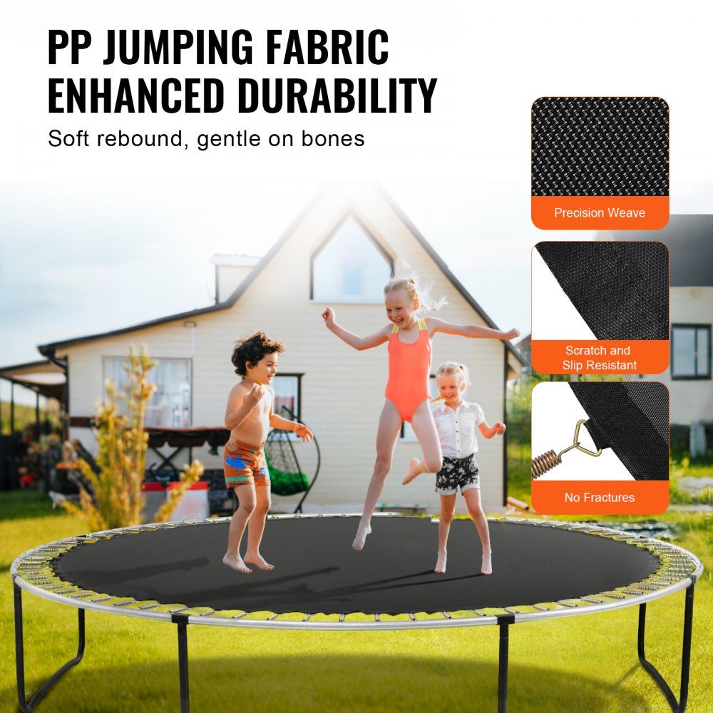 Ersatz-Trampolinmatte, Sprungmatte, passend für 180-Zoll-Rahmen, universelle Sprungmatte, verstärkte, UV-beständige Matte mit Federwerkzeug und langlebigen V-Ringen, passend für 16,5 cm Federlänge