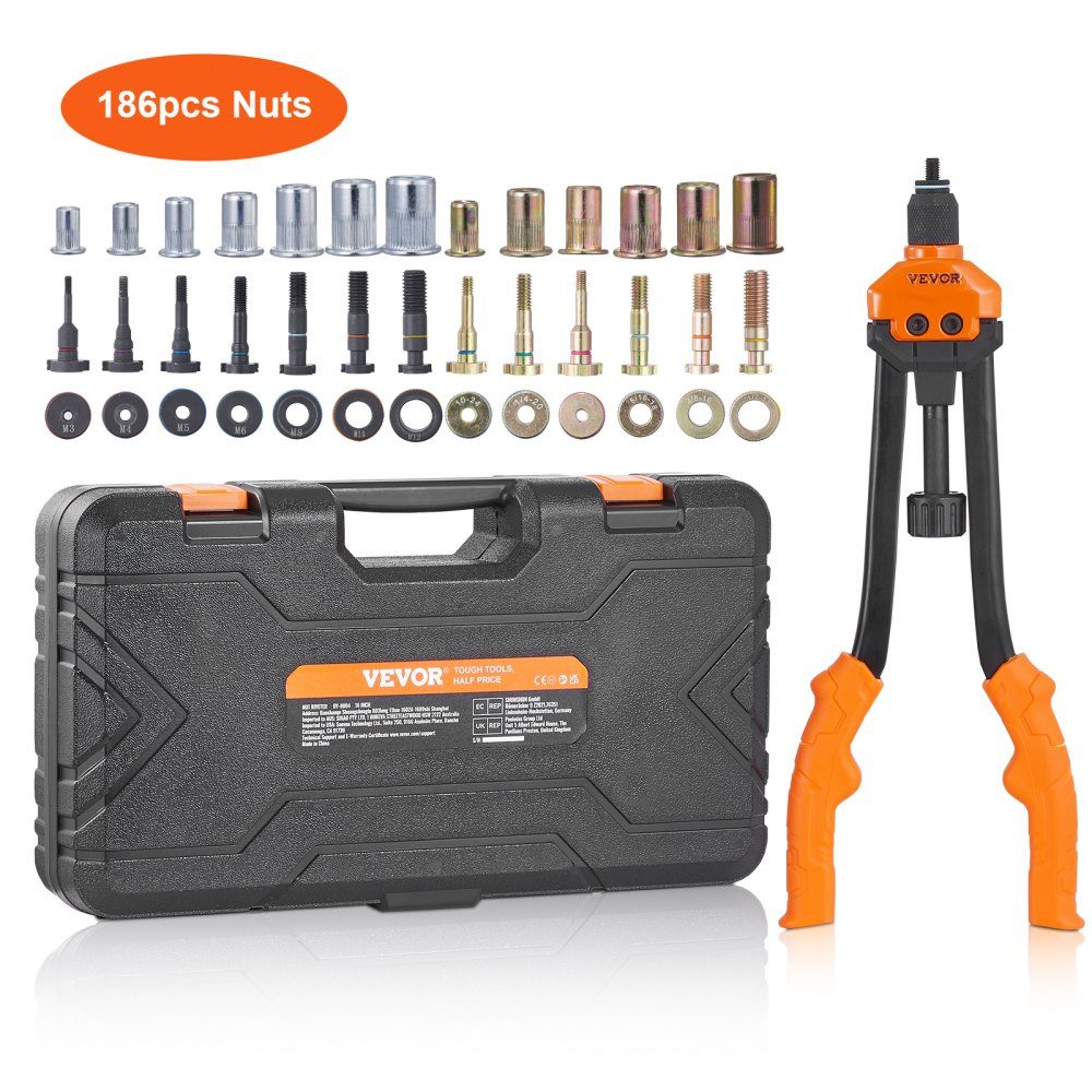 Rivet nut pliers set blind rivet nut pliers 410 mm, rivet pliers 13 sets of nuts and thorns, rivet nut tool M3 M4 M5 M6 M8 M10 M12 professional hand rivet pliers, riveting machine thread rivets