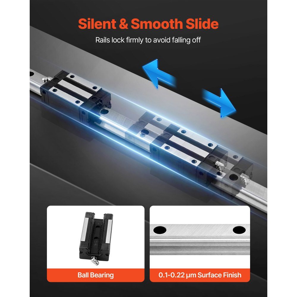 Lineaire geleidingen, HGR20, 2 stuks 2000 mm lineaire geleidingen en 4 stuks schuifblokken, roestvrije en hoge precisie set, voor doe-het-zelf, CNC-frezen, draaibanken, freesmachines, 3D-printers