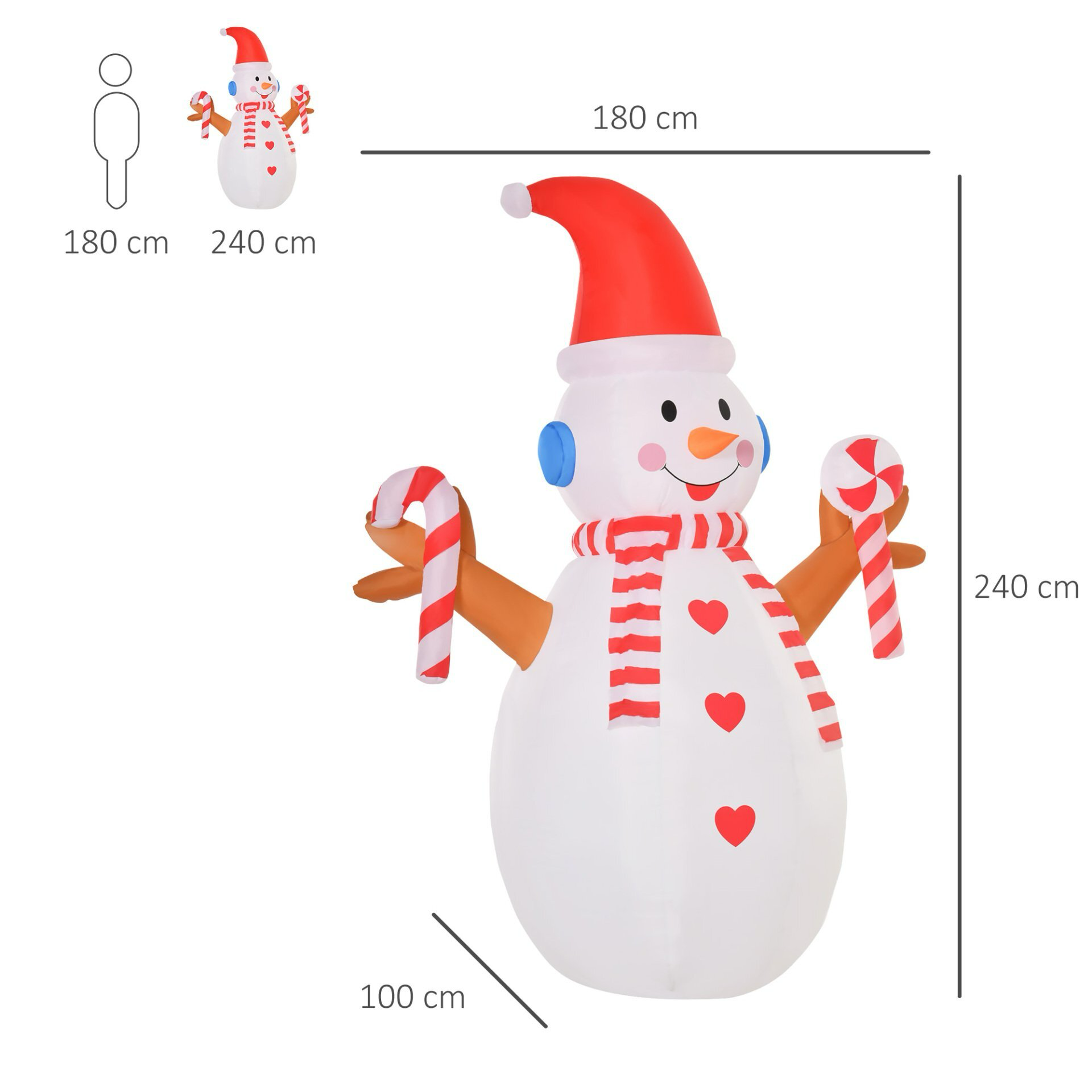 Weihnachtsdekoration, aufblasbarer Schneemann mit rotierenden Lichtern und Zubehör