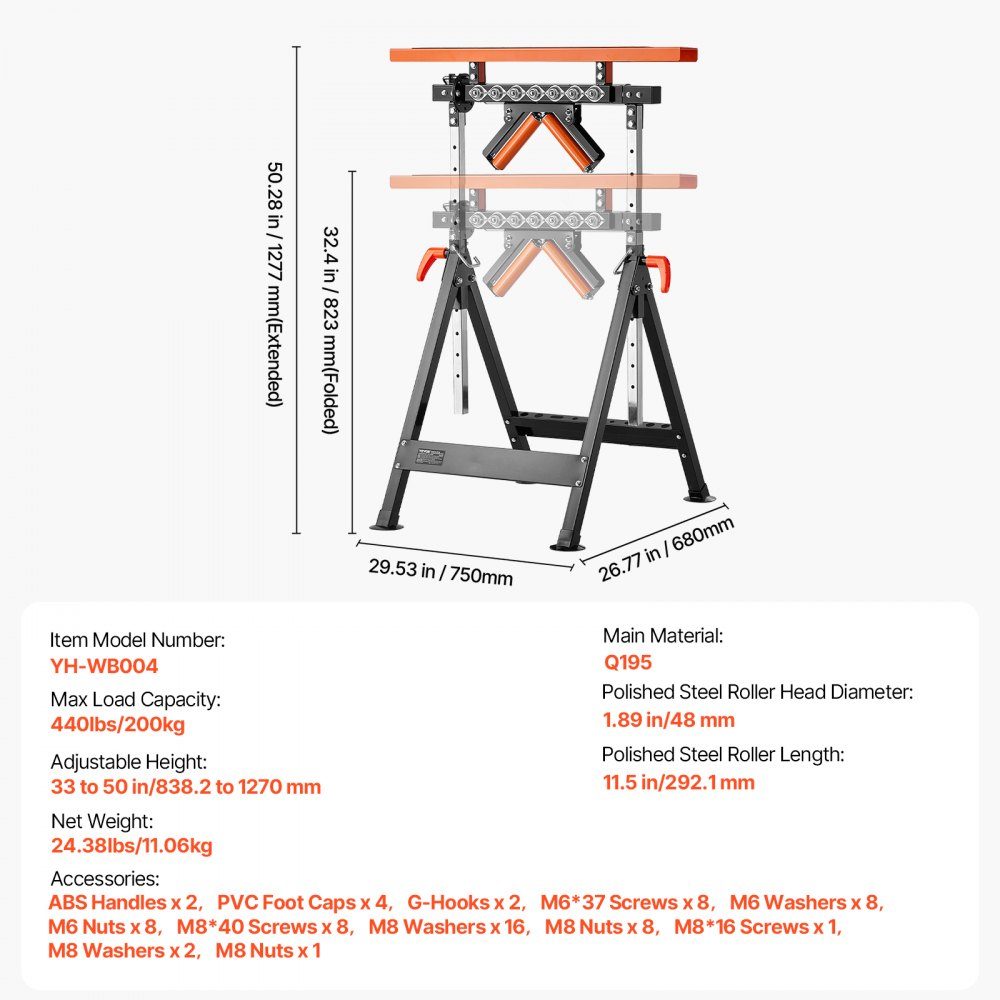 4-in-1-Rollenständer 200 kg, Rollenständer 84–127 cm höhenverstellbar, Arbeitsständer mit Gestell und poliertem multidirektionalem Rollenkopf, für Tischkreissägenauslauf, Verlängerungsunterstützung