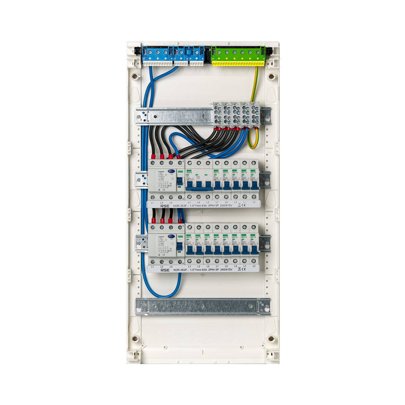 Meter cabinet, fuse box, distribution box, construction site power Hager sub-distribution, flush-mounted hollow wall, wired Hager VA48CN