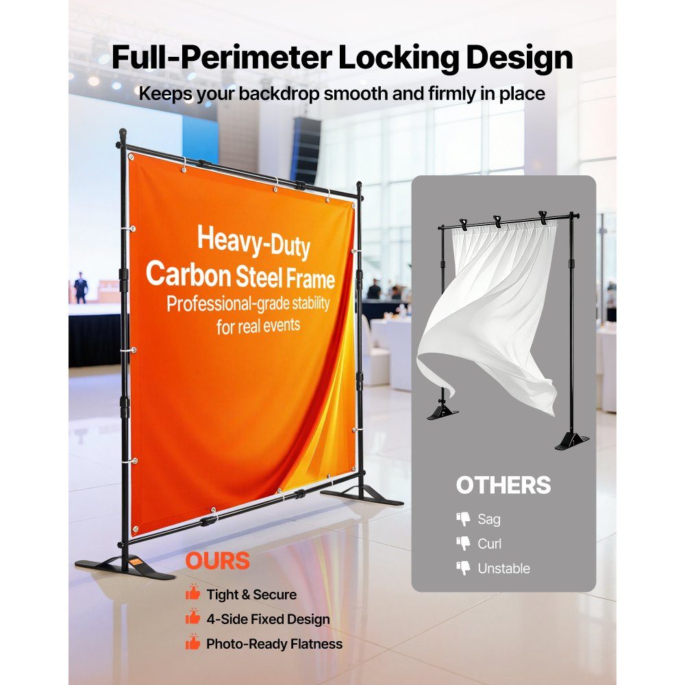 Telescopic tube backdrop stand DM-ABS, telescopic backdrop system, adjustable to 20x20cm or 20x25cm, aluminum material backdrop stand for holiday events