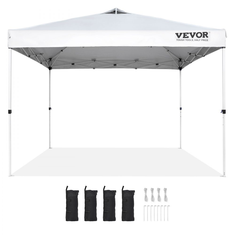 Tonnelle de jardin 120" x 120" x 120" Tente de jardin en tissu enduit d'argent PU 250D tonnelle pliante avec sac de rangement tente de fête tente pop-up pour 6-8 personnes tonnelle de jardin blanche pour voyage de camping