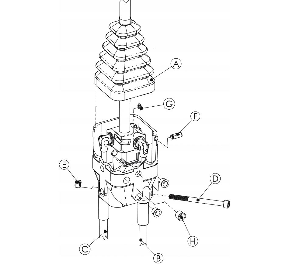 VORK JOYSTICK ZONDER KNOPPEN + Bowdenkabel 2x2m