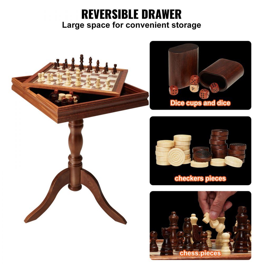 Jeu d'échecs en bois, 650 x 650 x 675 mm, jeu d'échecs de bureau avec pièces d'échecs, jeu d'échecs pour les activités familiales, les voyages, les enfants, l'échiquier