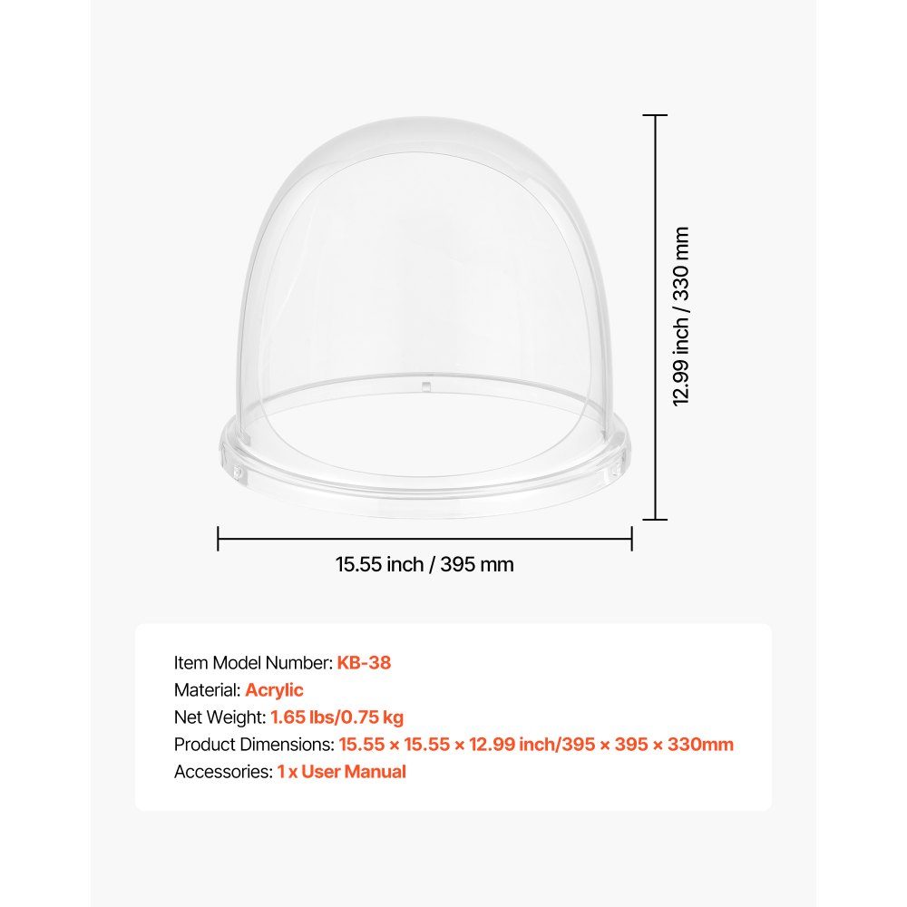 Hoes voor suikerspinmachine Helder acryl Dome Bubble Cover Compatibel met 15-Zoll- Suikerspinmachine Bowl voor feestwinkel Bottom Groove Design