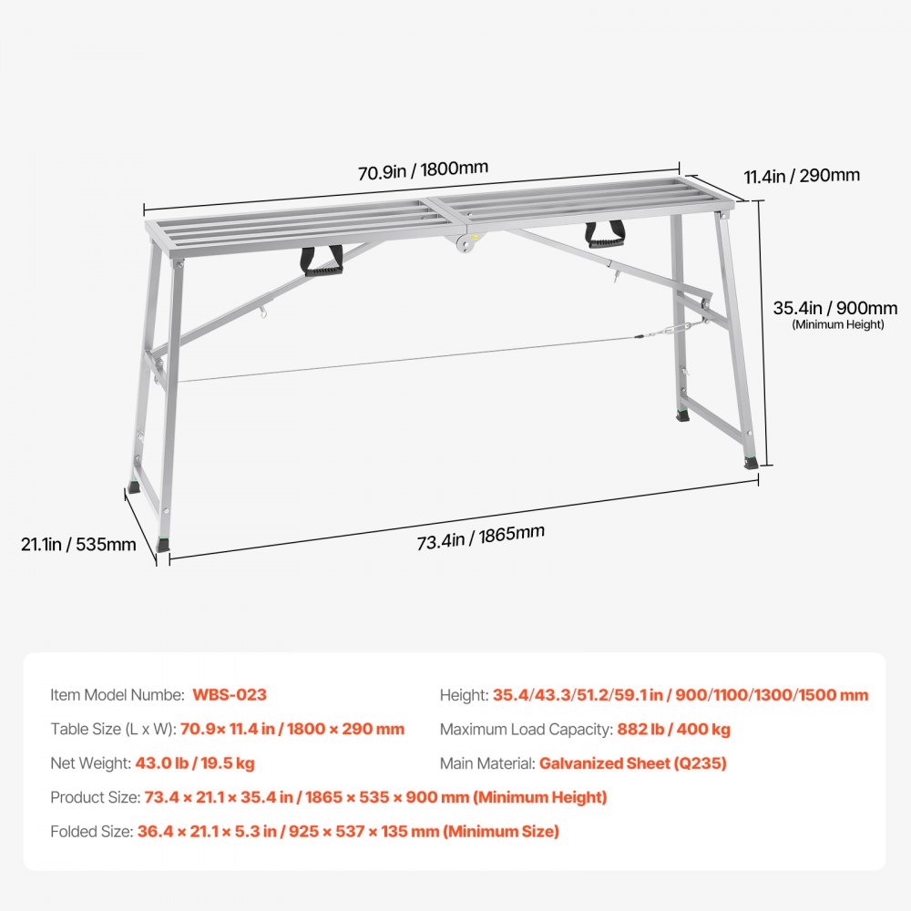 Arbeitsplattform, 900–1500 mm, klappbare Trittleiter aus legiertem Stahl, tragbare Arbeitsplattform, Tragfähigkeit 400 kg, Trittbankhocker zum Malen, Trockenbau, Reinigen, Waschen Arbeitsplattform, 900–1500 mm, klappbare Trittleiter aus legiertem Stahl, tragbare Arbeitsplattform, Tragfähigkeit 400 kg, Trittbankhocker zum Malen, Trockenbau, Reinigen, Waschen