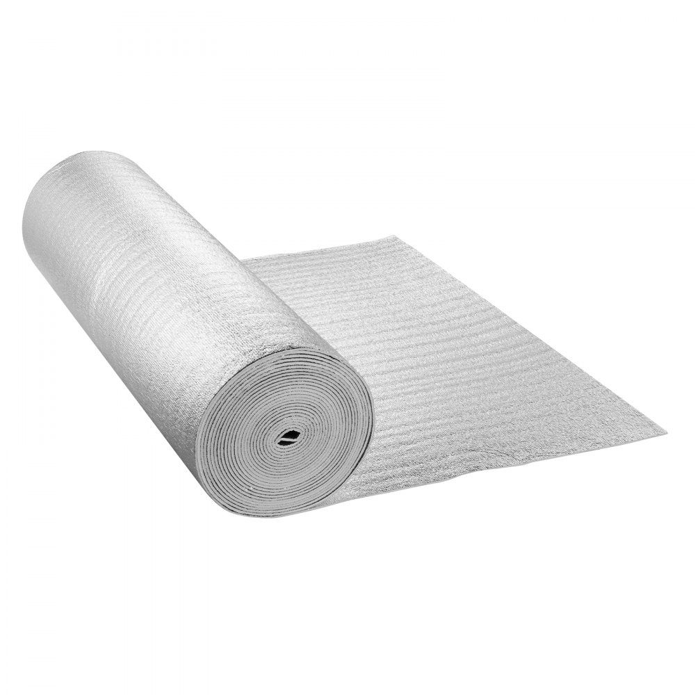 Double Reflective Insulation Roll, Radiant Barrier with Foam Core, 5.5mm, 48" x 50ft, Double Sided Heat Reflective Sign Made of Aluminum Foil and EPE Foam, Thermal Insulation Roll for Windows and RV Roofs