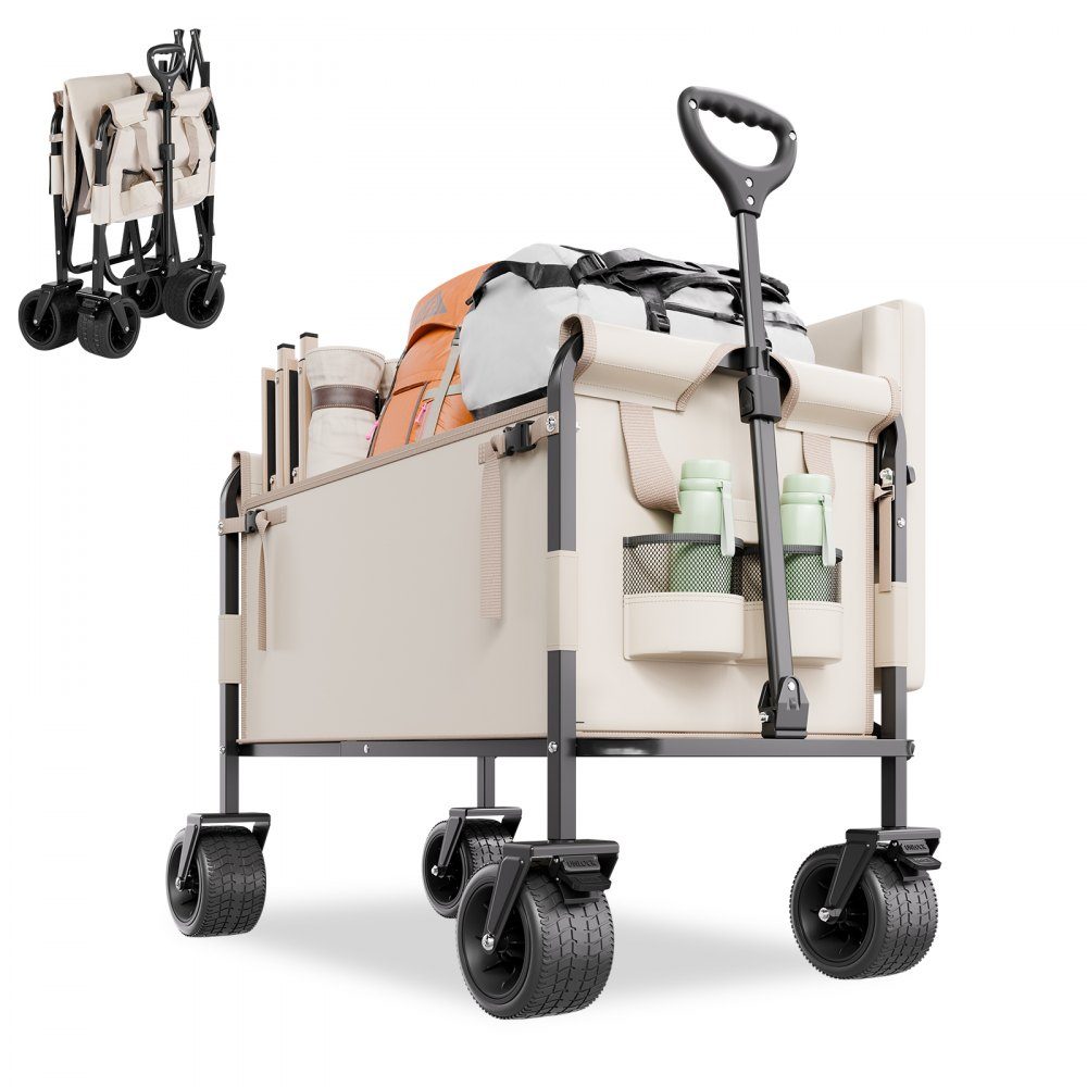Chariot à bras, capacité de charge de 250 kg, chariot pliable 2 en 1, convertible en banc, chariot polyvalent avec poignée réglable, chariot d'extérieur pour courses, camping, jardinage