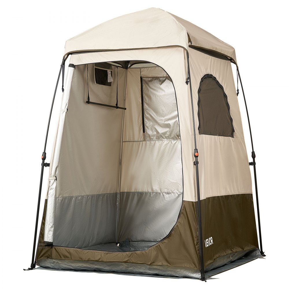 Douchetent met 1 kamer, waterdichte toilettent (145x145x215 cm), kleedtent inclusief haringen en touwen en draagtas en dwarsbalk, gemaakt van 210D Oxford-stof voor kamperen, strandvissen, kaki Douchetent met 1 kamer, waterdichte toilettent (145x145x215 cm), kleedtent inclusief haringen en touwen en draagtas en dwarsbalk, gemaakt van 210D Oxford-stof voor kamperen, strandvissen, kaki