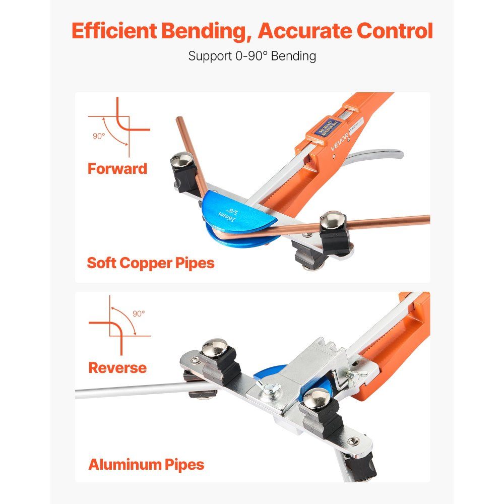 Pipe Bender 6-22mm Pipe Bender 90° Forward/Reverse Hand Bending Tool Bending Machine with 7 Color Aluminum Alloy Jaws for Copper Pipes in Air Conditioning and Refrigeration