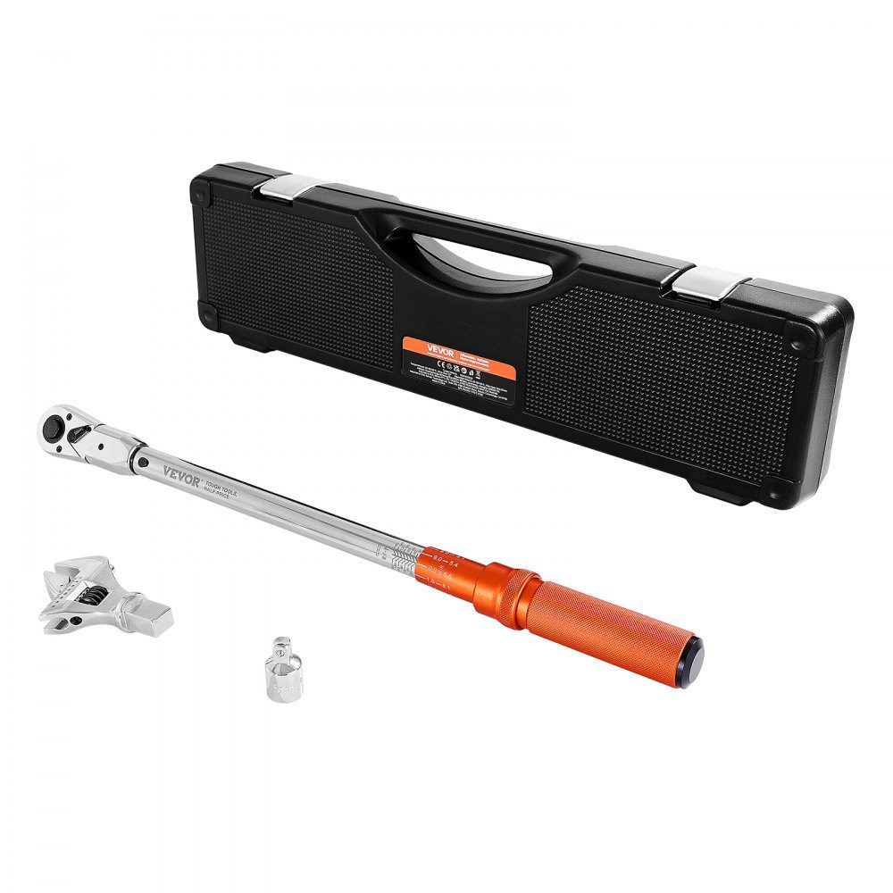 Click Torque Wrench Set (Adjustable) with 1/2" Drive 27.1-216.8N.m, Two Way Torque Wrench Set with Dual Range Scales, 72 Teeth ±3% High Precision for Car Repair