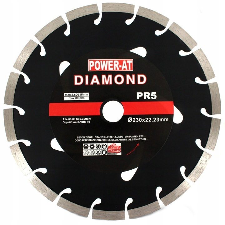 Disque à tronçonner diamanté LAME DIAMANTÉE UNIVERSELLE POUR COUPER DES BRIQUES, DES PAVAGES EN PIERRE 230 x 22,2 x 10 mm