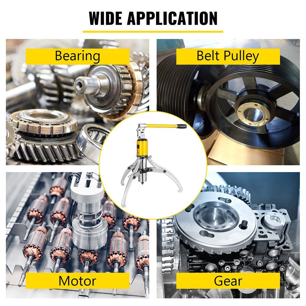 15T Hydraulic Puller, Hydraulic Wheel Hub Puller, Flywheel Puller, 3 Jaw Hydraulic Gear/Bearing/Wheel Bearing Puller, 180mm Maximum Reach, Hydraulic Bearing Puller