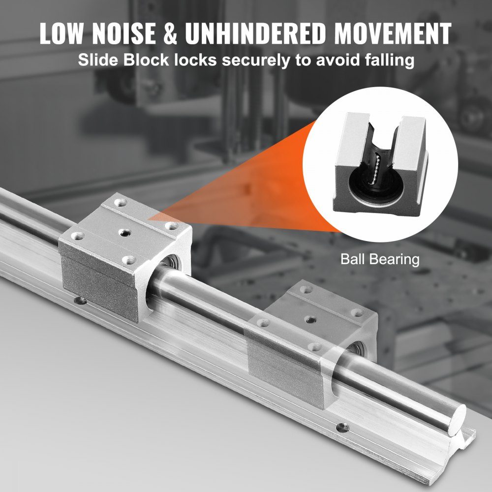 Linear Guide Linear Rail 2pcs SBR20-1800mm Carbon Steel Aluminum Guide Rail with 4pcs SBR20UU Sliding Blocks Linear Bearing Bearing Block CNC Parts for 3D Printer Milling/Lathe Machine