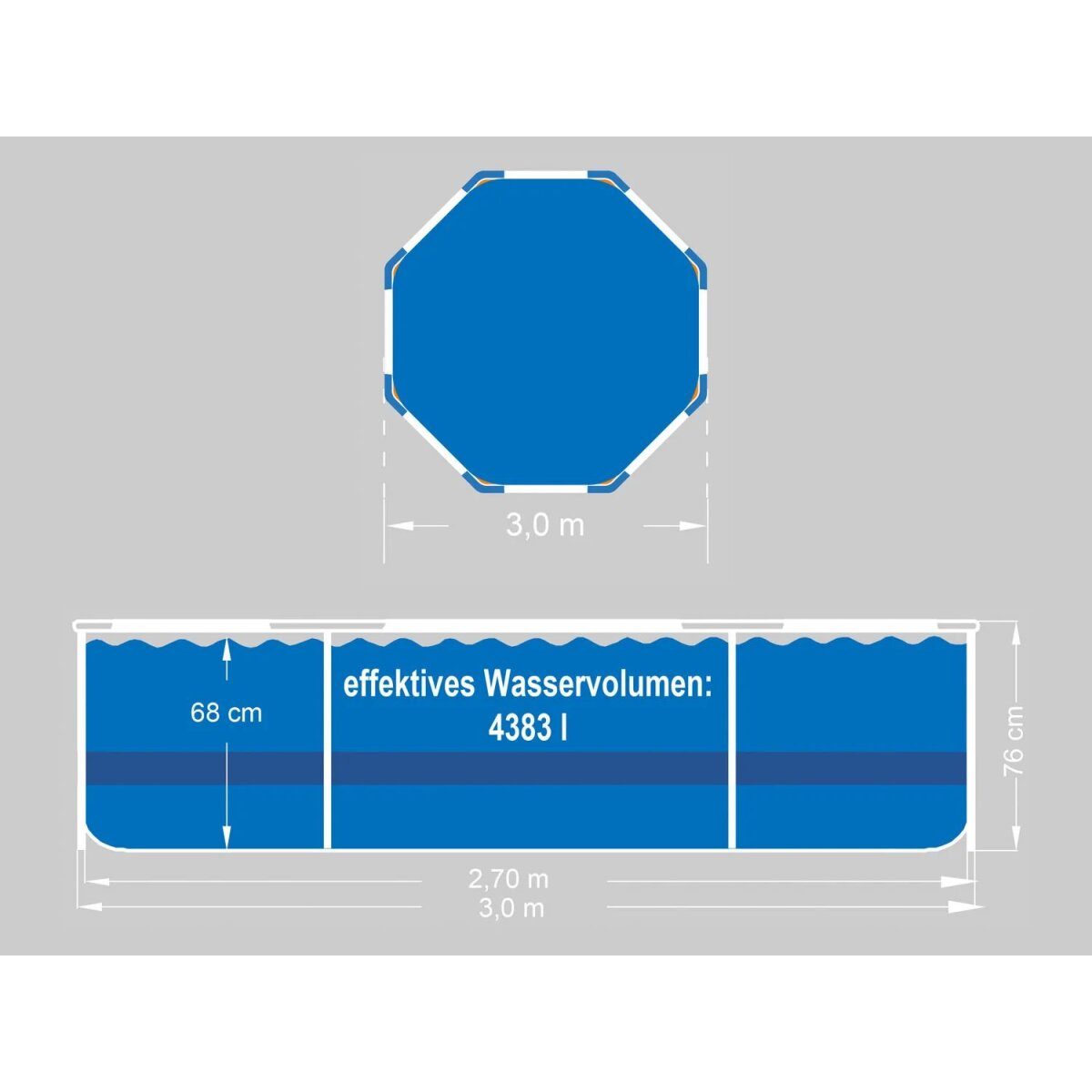 CRIVIT metal frame pool, Ø 300 x H 76 cm, including filter pump