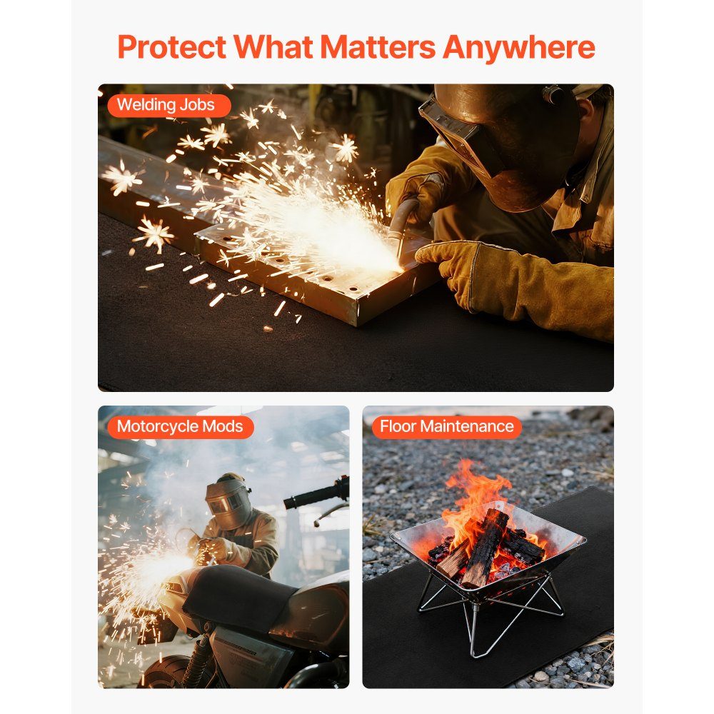 Feuerlöschdecke, 2er-Pack, 508 x 914 mm, flammhemmende Kohlefilz-Schweißdecke, bis zu 982 °C hitzebeständige Feuerdecke, 3,5 mm dicke feuerfeste Isoliermatte, Feuerlöschdecke