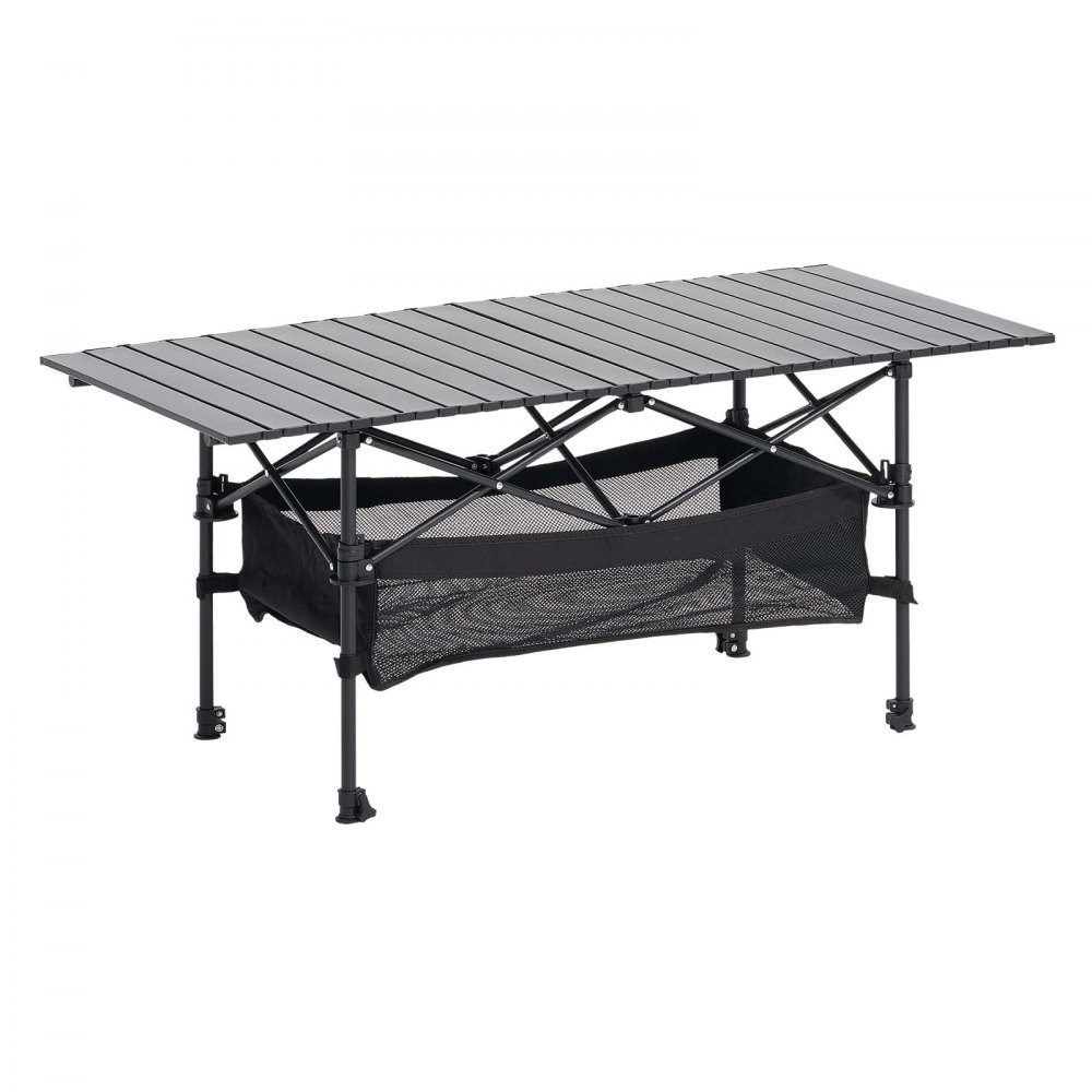 Klaptafel buffettafel draagbare universele tafel 120 cm, rechthoekige aluminium tafel (voor 4-6 personen) met verstelbare hoogte & draagtas, tuintafel campingtafel voor feestjes picknick zwart