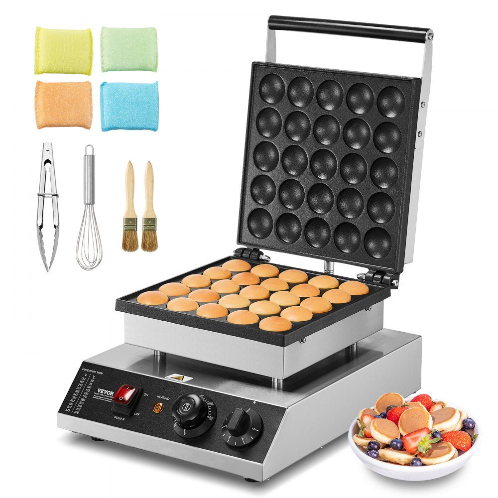 Mini Pancake Machine, Commercial Dutch Mini Pancake Machine, 25pcs, 43mm Diameter, Dorayaki Baking Machine, 1700W, Temperature and Time Control, in Kitchens, Cafes and Restaurants