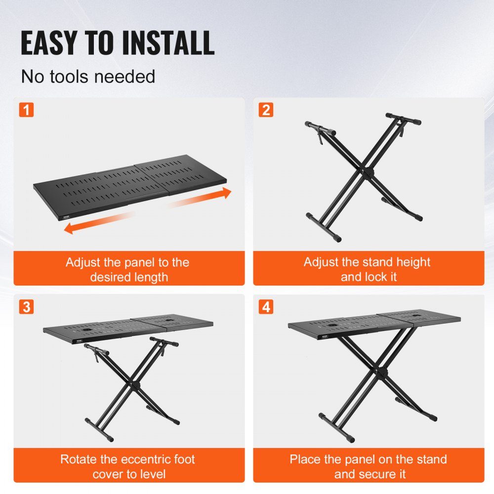 DJ Table Stand, (32"-43") x 18" Portable DJ Laptop and Controller Stand, Lightweight DJ Desk, DJ Desk, Height Adjustable DJ Stand, Foldable Double-X Keyboard Stand and Table Top, Audio Mixer Stand