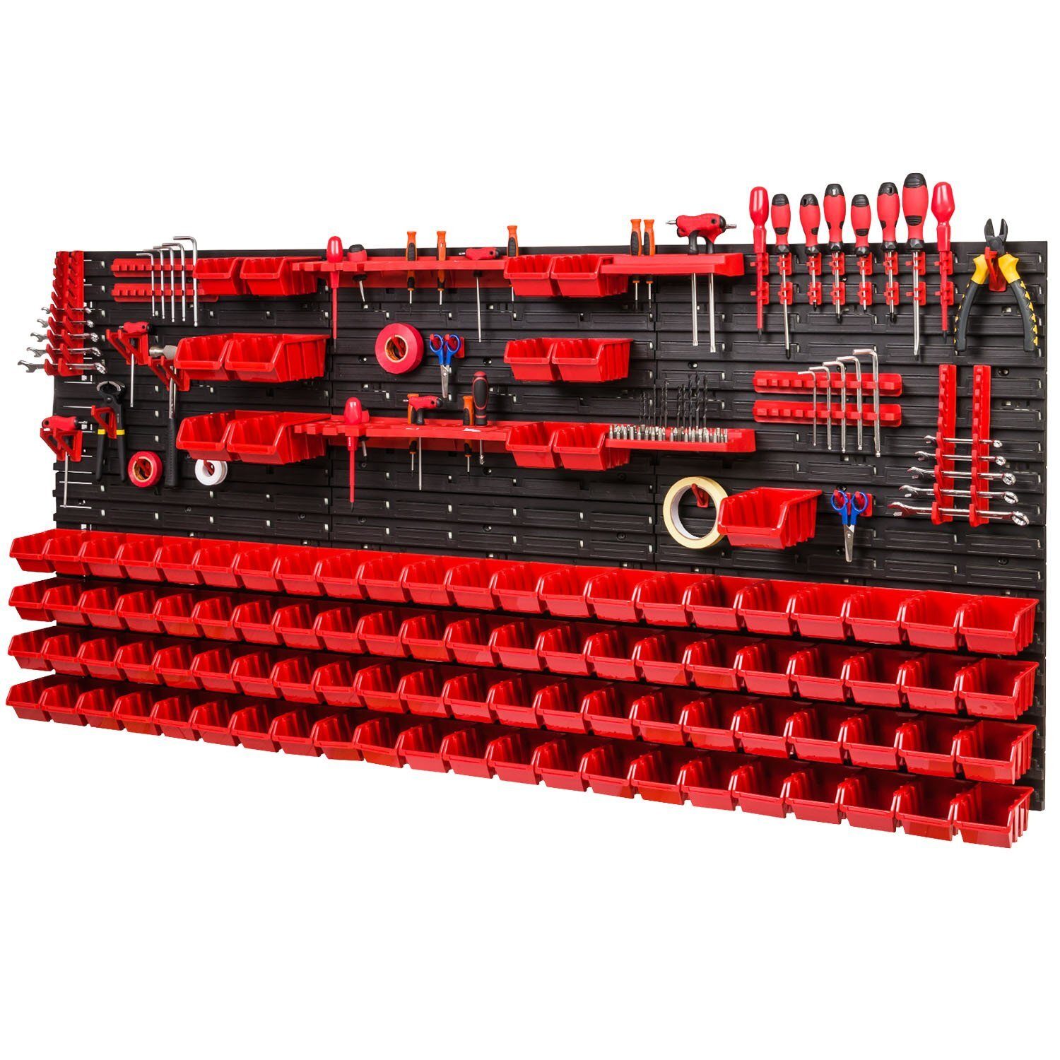 *BEST-SELLER* Ensemble mural à outils Porte-outils avec système de rangement mural perforé Étagère murale perforée à outils Ensemble d'étagères d'atelier 1728 mm x 780 mm