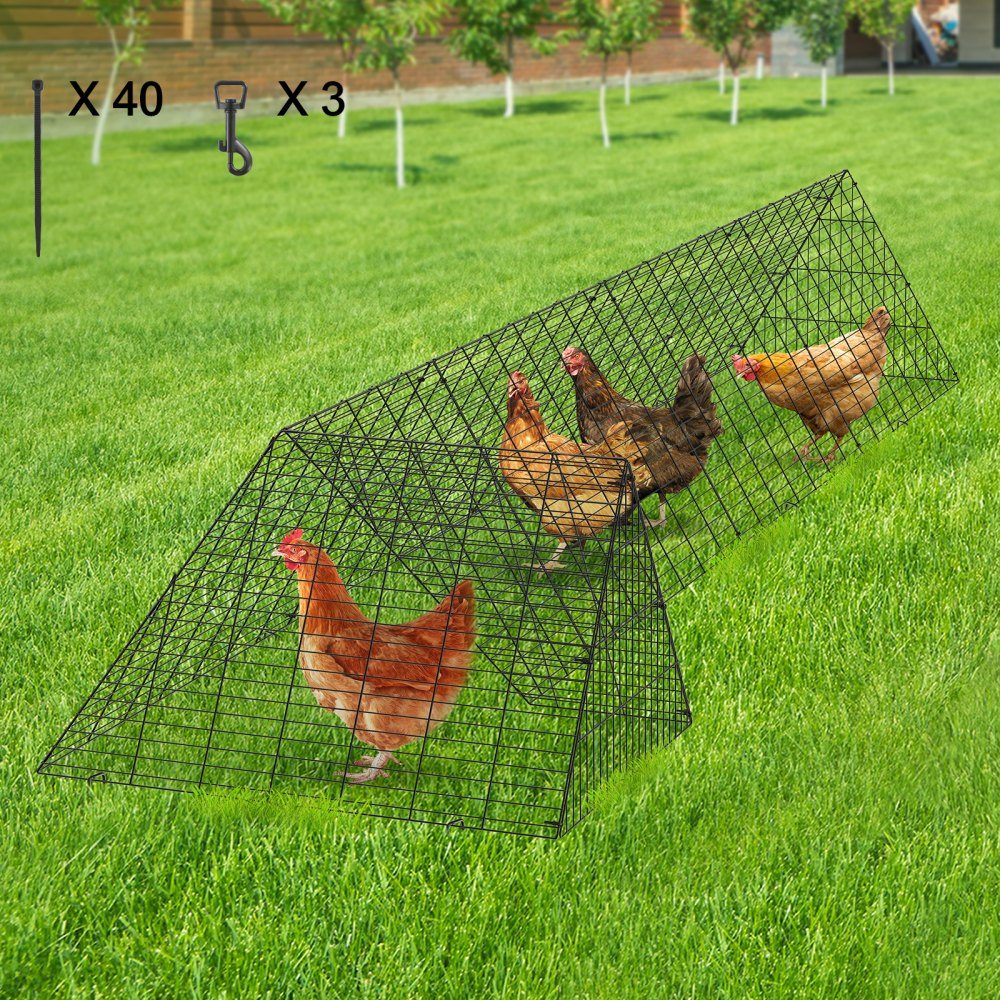 Chicken Tunnel 400 x 100 x 61.5cm (L x W x H) Yard Chicken Cage Portable Outdoor Chicken Tunnel with Corner Frame Chicken Coop Enclosure Suitable for Chickens Ducks Rabbits