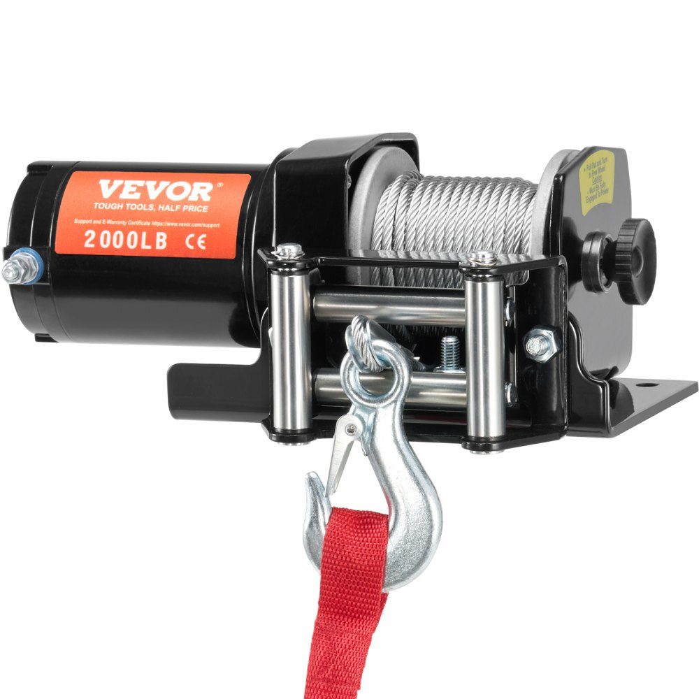 Electric Winch, 2000 Pounds Towing Capacity, 12V DC ATV/UTV Winch with Φ5/32" x 39ft 7-Strand Steel Cable Reel, Cable Remote Control, IP55 Waterproof for Off-Road UTV ATV Towing