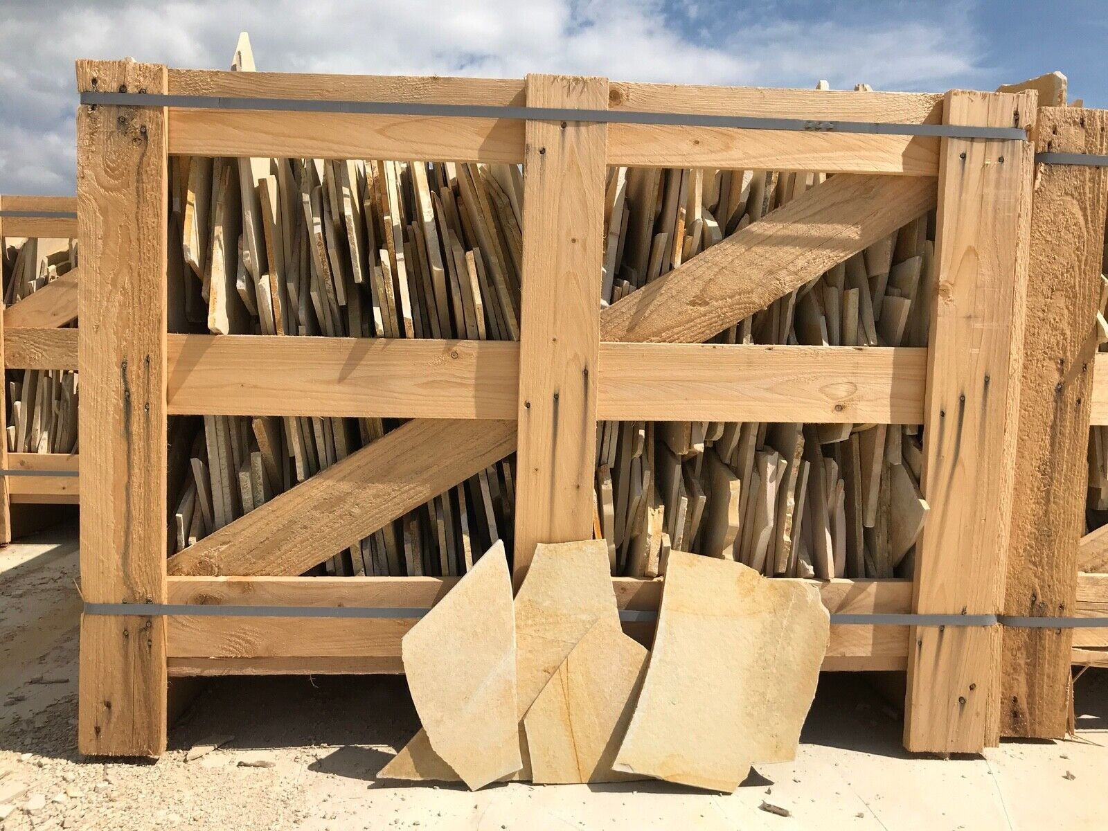 55m² Bodenfliesen 8-12mm Terrassenfliesen Naturstein Kalkstein Polygonalfliesen