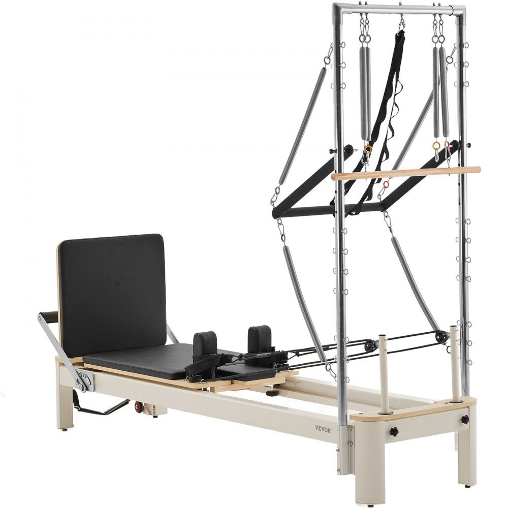 Pilates-Reformer-Gerät für den Heimgebrauch, Krafttrainingsgerät mit zwei Widerständen, Reformer-Box und Sprungbrett, für Fortgeschrittene und Anfänger, bis zu 400 Pfund