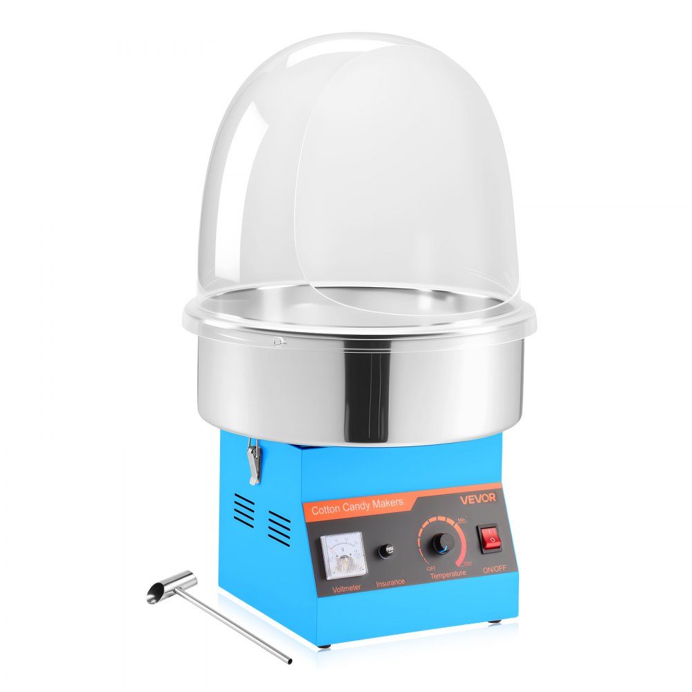 Electric Cotton Candy Machine 1000W, Cotton Candy Machine with Lid & Stainless Steel Bowl & Sugar Spoon, Ideal for Carnival, Birthdays, Family Gatherings, Cotton Candy Machine Blue