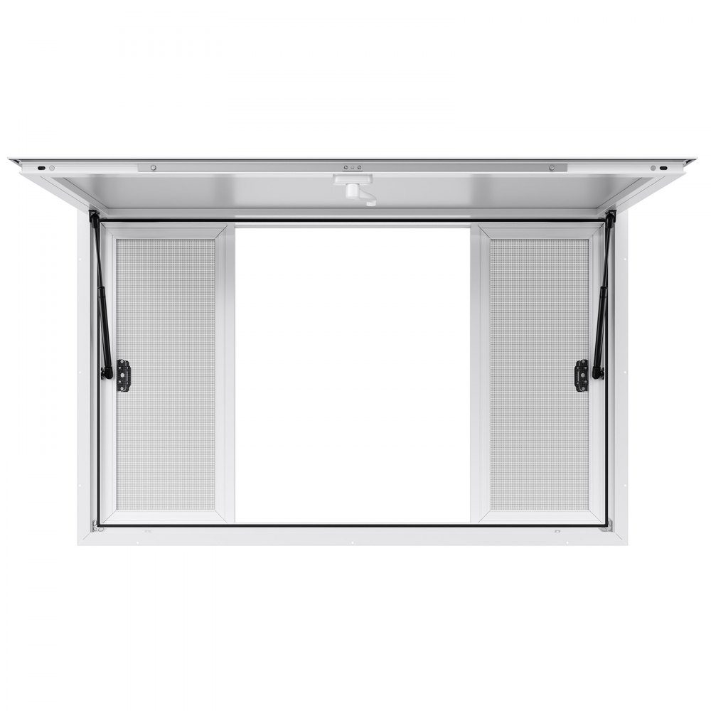 Snack window (installation dimensions 1346 x 838 mm) swiveling, snack trailer serving window with 85° opening angle & 4 sliding windows, snack window for snack stand snack carts