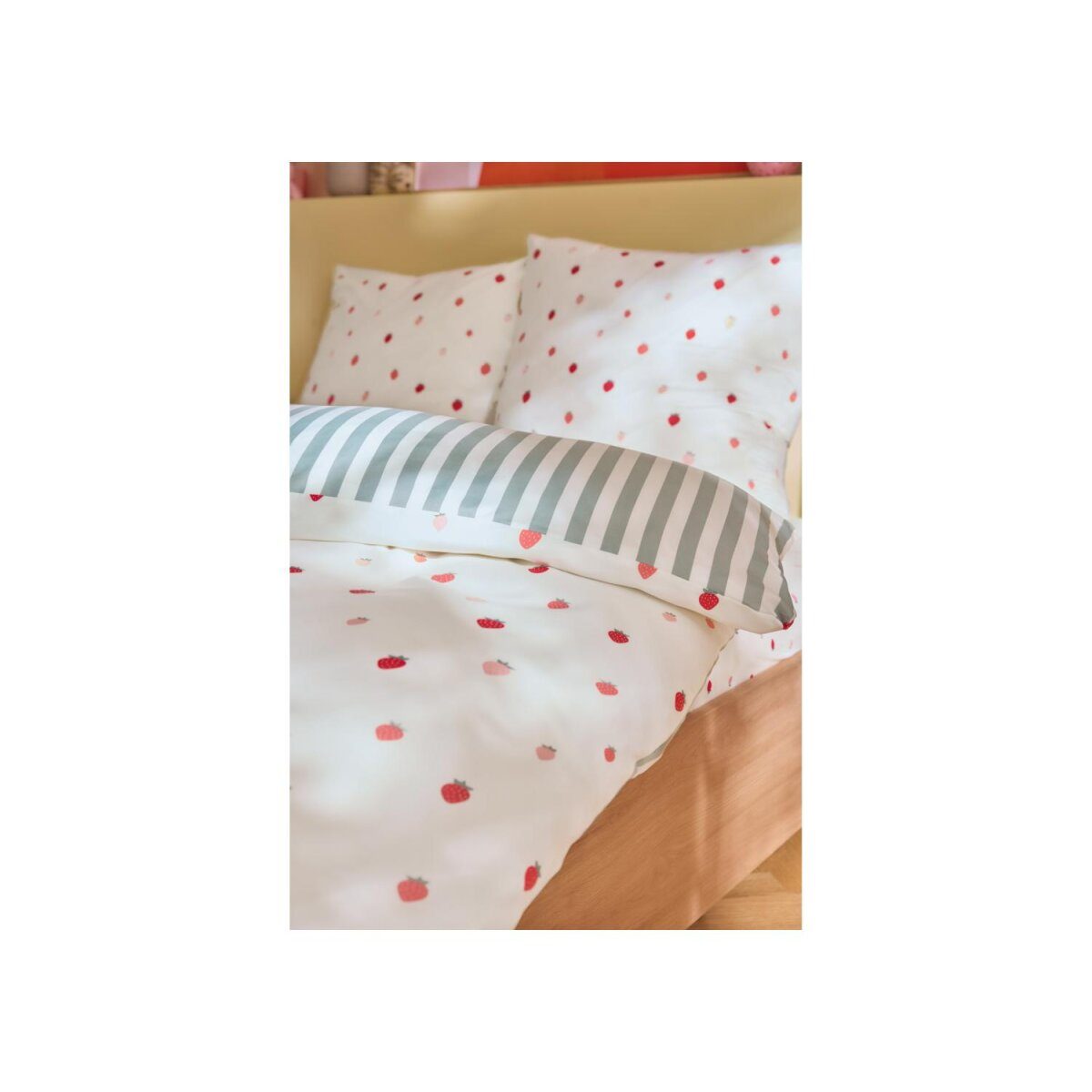 LIVARNO® Jersey-Spannbettlaken, 90-100 x 200 cm, Erdbeere