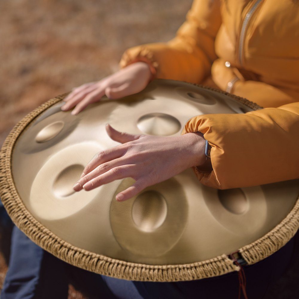 Handpan, 55cm, 12 Notes, D Minor Hand Drum, Drum Instrument with Mallets, 440Hz Handpan Stand and Carry Bag, Healing Steel Sound Drum, Percussion Instruments for Adults and Beginners