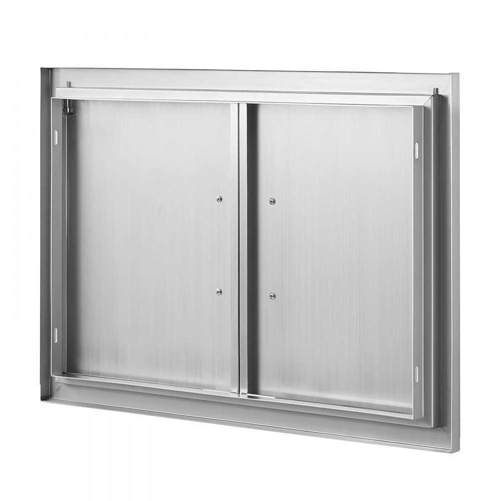 Grill Access Door 711x482mm Double Outdoor Kitchen Door Flush Mount Stainless Steel Door Vertical Wall Door with Handles for Grill Island Grill Station Outdoor Cabinet