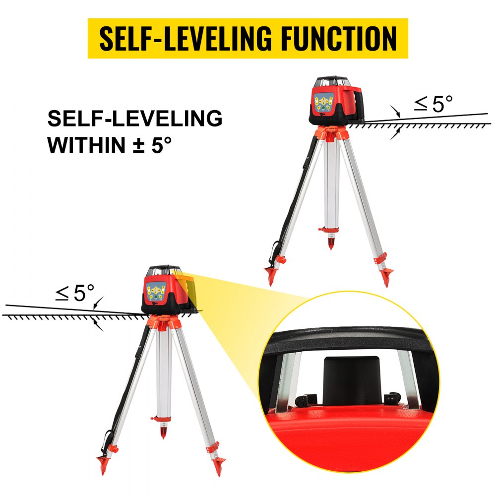 Professioneller Rotationslaser max. Arbeitsbereich 500 m rot, Linienlaser 360 Grad Laser-Höhenmesser wasser- und staubdicht Outdoor-Arbeitszeit 20 Stunden mit Stativ- und Lineal-Elektrik Professioneller Rotationslaser max. Arbeitsbereich 500 m rot, Linienlaser 360 Grad Laser-Höhenmesser wasser- und staubdicht Outdoor-Arbeitszeit 20 Stunden mit Stativ- und Lineal-Elektrik