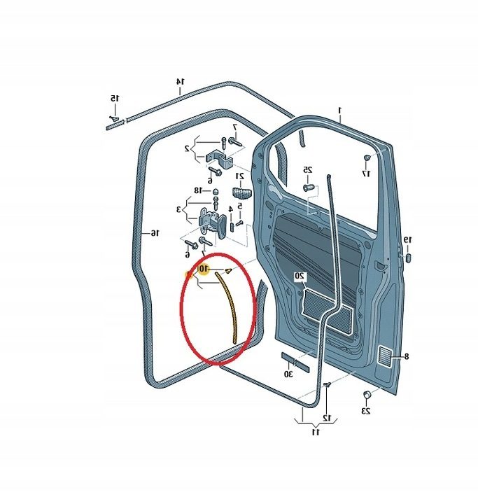 Original door seal rubber seal front right door seal for Volkswagen T5 T6 7H0837566A