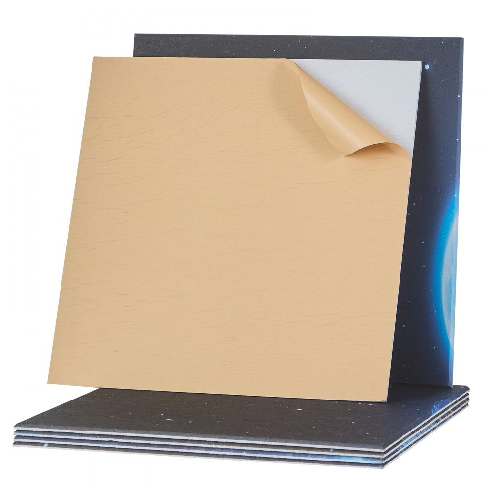 Packung mit 6 Akustikplatten, 1800 x 1200 x 10 mm, Akustikwandpaneele, selbstklebende dekorative Schalldämpfungs- und Absorptionsplatten für Zuhause, Büro, Studio, Spielzimmer, Theater, Erde