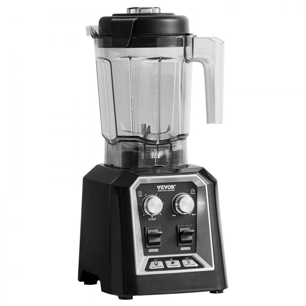 Mixer commercial stand mixer 2200W with plastic container, high-performance mixer power professional mixer kitchen mixer with 3 functions, for frozen drinks, shakes, smoothies and crushed ice, black