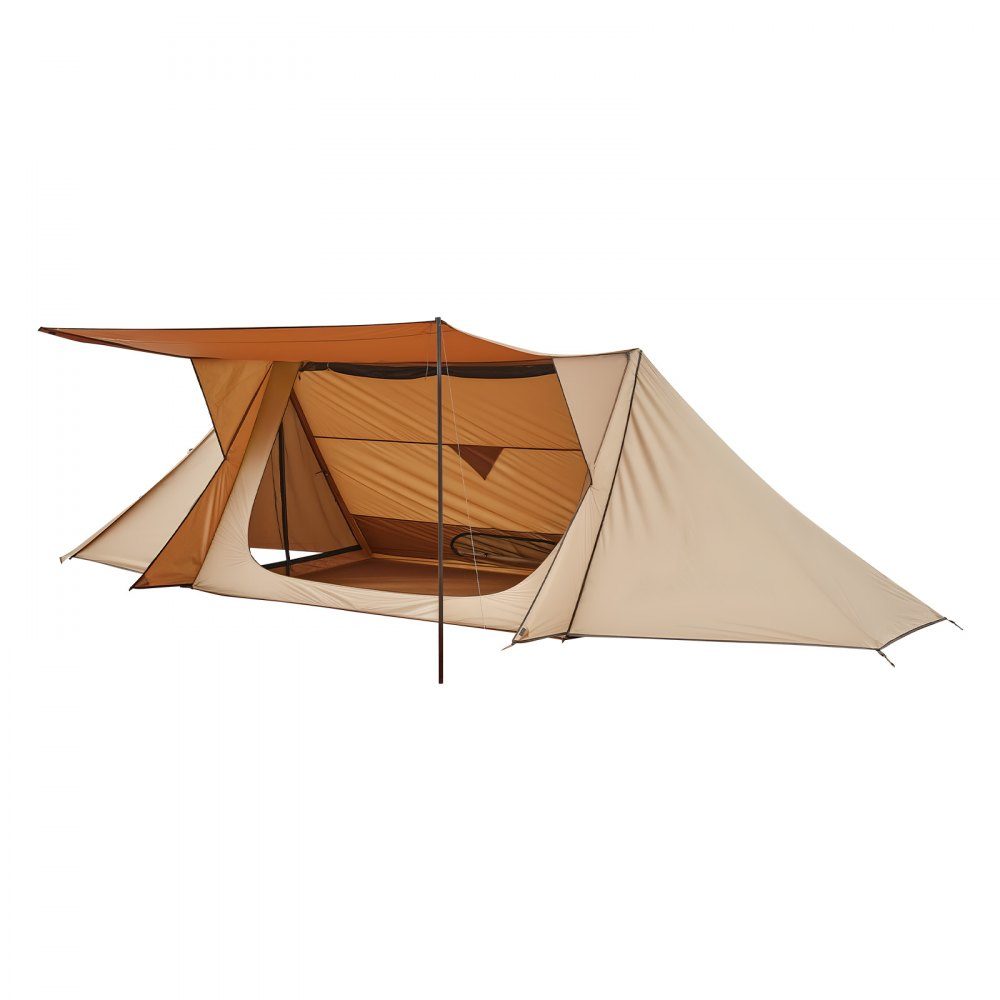 Tente de camping, tente Bushcraft légère avec ouverture de poêle et 2 poteaux de bâche, tentes d'hiver, tentes portables 4 saisons pour 2 personnes pour la randonnée, la pêche, la chasse et la randonnée