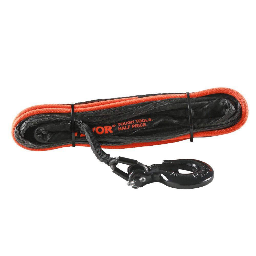Corde en plastique 6,4 mm x 15,2 m Corde de treuil synthétique fabriquée à partir de 12 brins de fibres de polyéthylène à haut poids moléculaire Corde de treuil Powerline idéale pour le remorquage de VTT, UTV, voitures, SUV et grands tout-terrains