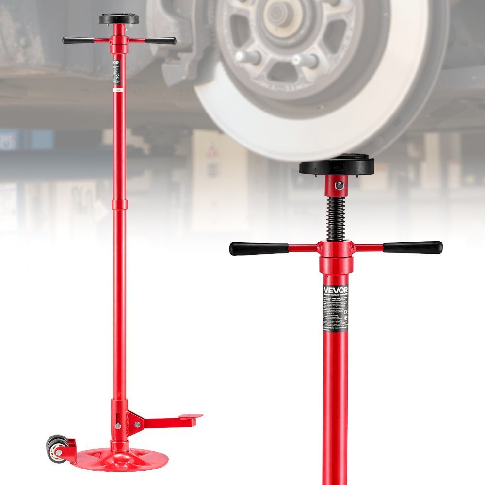 Underlift Support Stand 1T, Rollable, Height Adjustable (1320-2033mm), Car Jack Stand with Ball Bearing Rotary Handle and Pedal for Supporting Vehicle Components, Car Repair