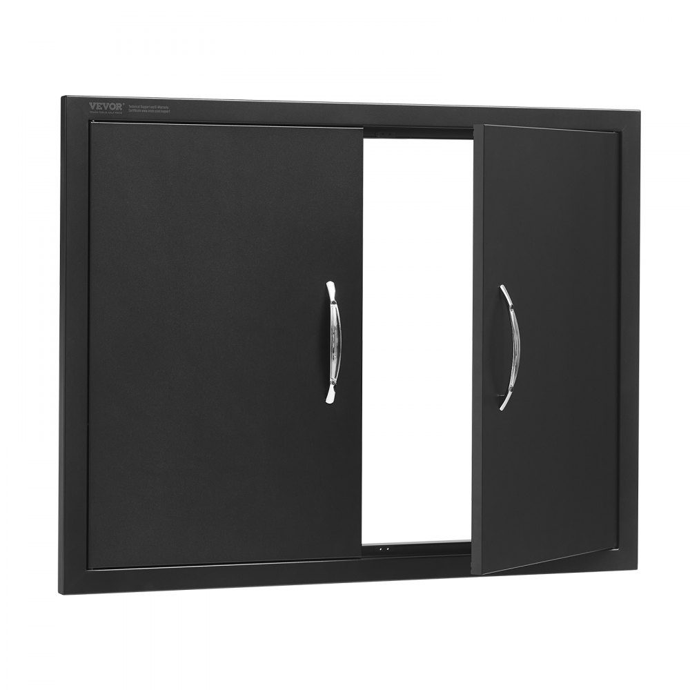 Grill-Zugangstür, 788 x 610 x 46 mm, doppelte Außenküchentür, bündige Montage, Kaltpaneeltür, vertikale Wandtür mit Griffen für Grillinsel-Grillstation (Edelstahl + ölgespritztes Produkt)