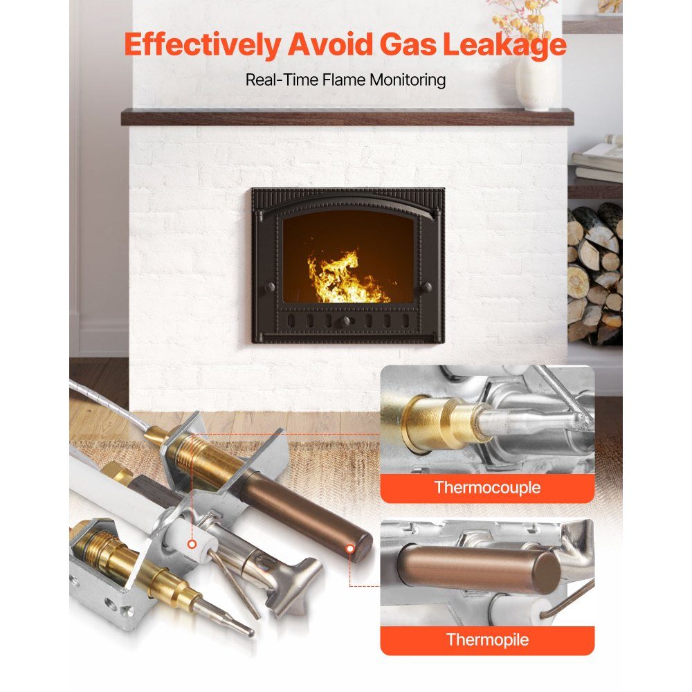 Natural Gas Pilot Burner Assembly, OE 4021-732, 25660 Fireplace Gas Pilot Flame Replacement for Natural Gas Ignition with Ignition Tube, Thermocouple, Thermopile, Wires, Compatible with Heater Models