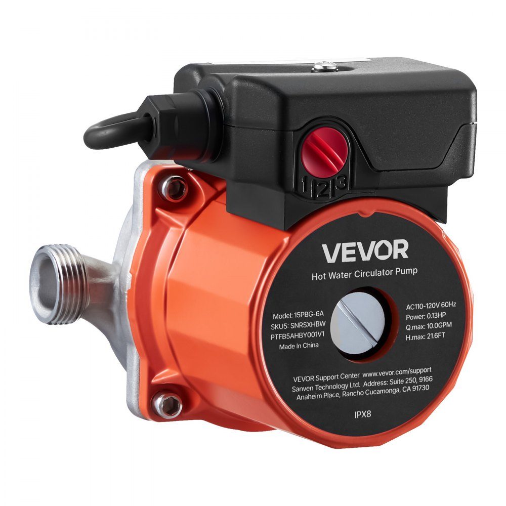 Circulation Pump 38L/min Instant Circulation Circulation Pump System 3 Speed ​​Control 100W AC 220-240V G3/4" to G1/2" Adapter Stainless Steel Head for Water Heater System