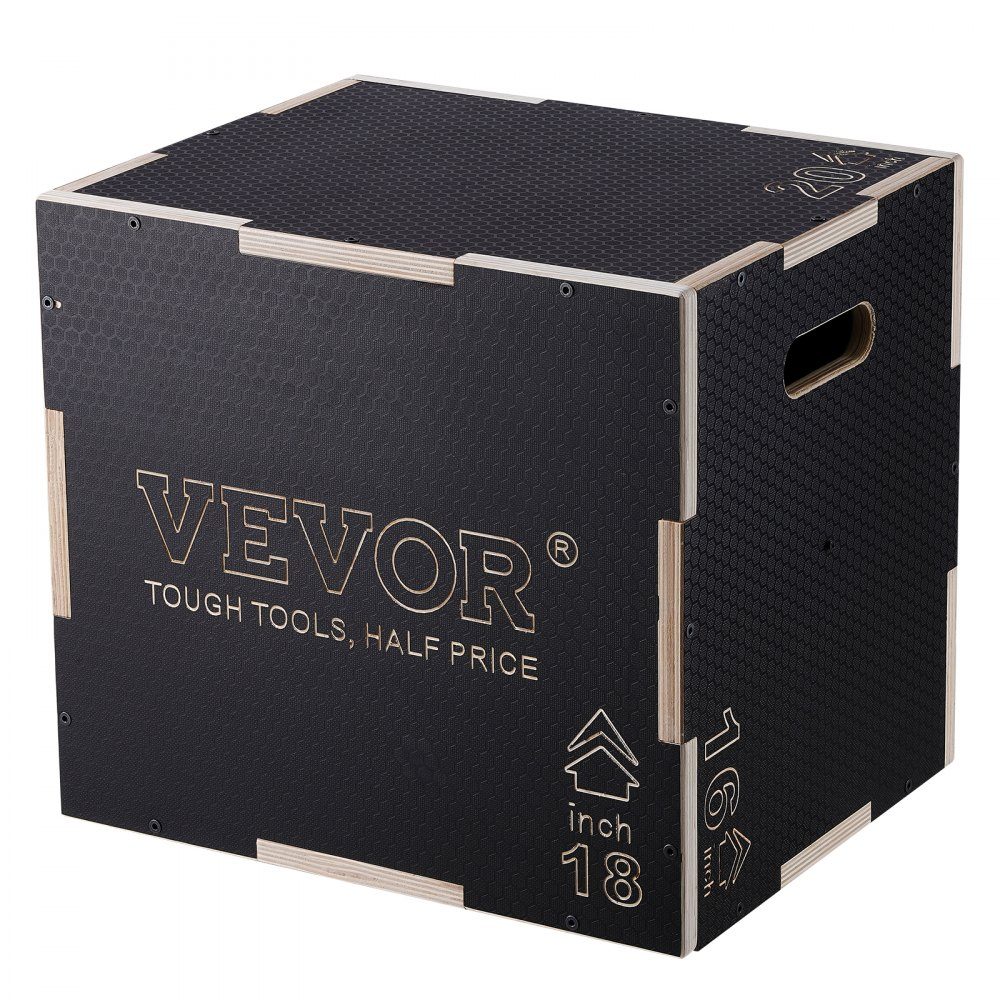 3 in 1 Plyometrische Jump Box 20/18/16 Inch Plyo Box, Jump Box Jump Box 204 kg draagvermogen, fitnessoefening Step Up Box voor thuistraining, sprongkrachttraining, zwart, in hoogte verstelbaar