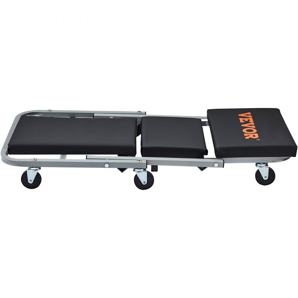 2 in 1 car workshop rolling board, workshop lounger, assembly lounger, workshop stool, 915 x 415 x 128 mm, assembly rolling board seat, steel + vinyl, 360° rotating wheels, folding seat, load capacity up to 136 kg, rolling lounger