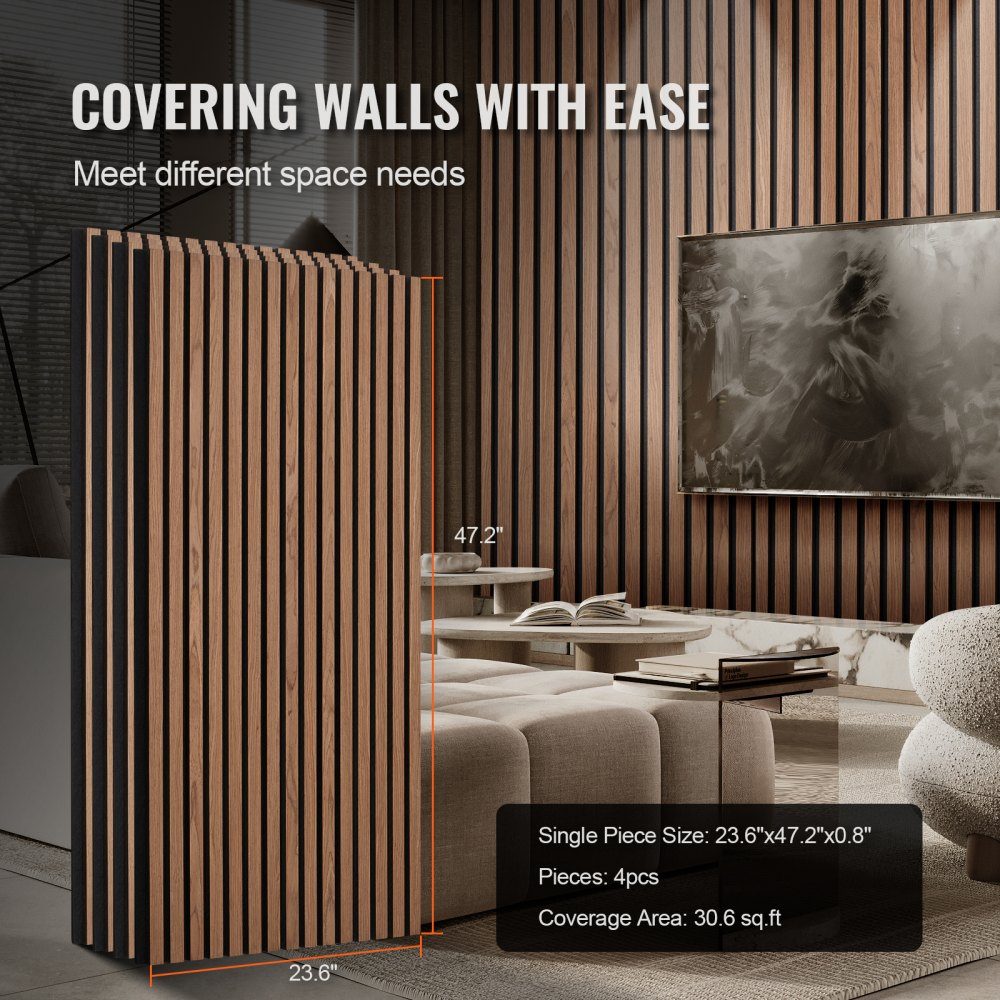 Acoustic Panels 1200x600x21mm Acoustic Wall Panels MDF Accent Wood Wall Panels for Modern Interior Wall Decoration Acoustic Panels Faux Wood Wall Panels for Noise Reduction Set of 4