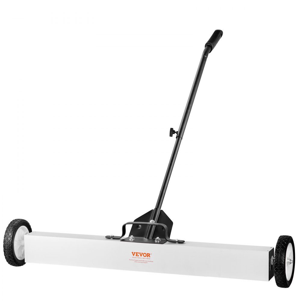 36 Inch Wheeled Magnetic Sweeper, 55 Pound Capacity, with Extendable Magnetic Pickup Tool, Adjustable Handle, Magnetic Pickup Sweeper for Picking Up Nails and Screws, for Workshop, Garage, Yard