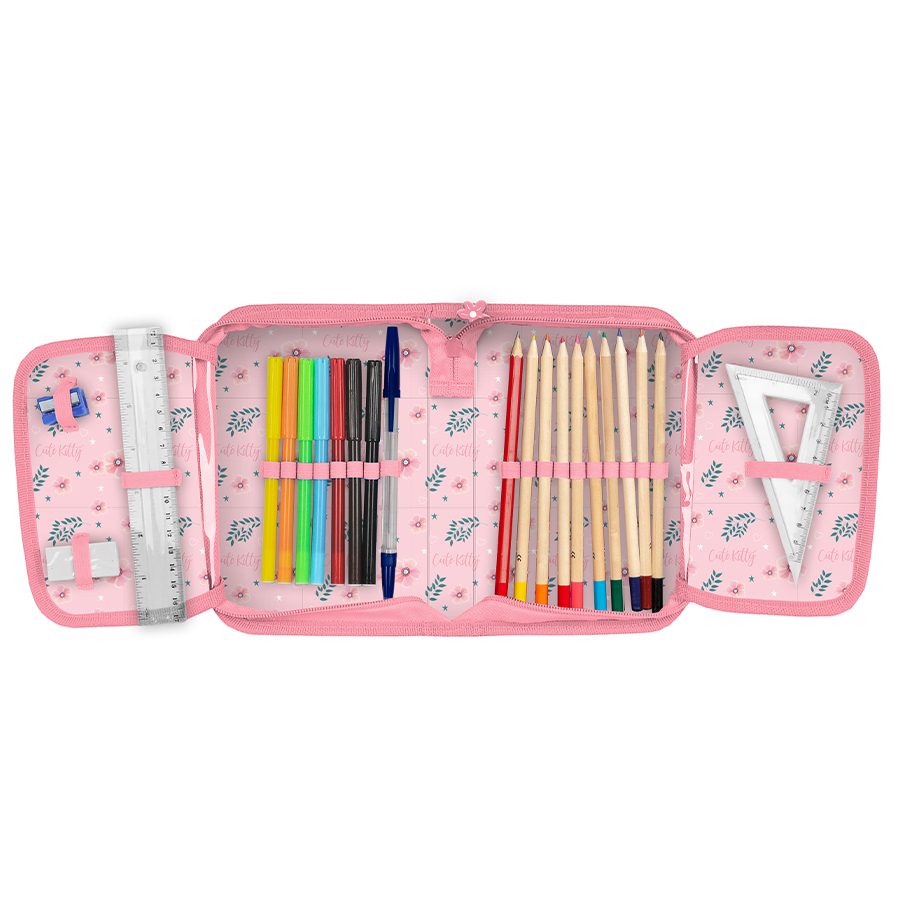 Schattige poes etui met accessoires